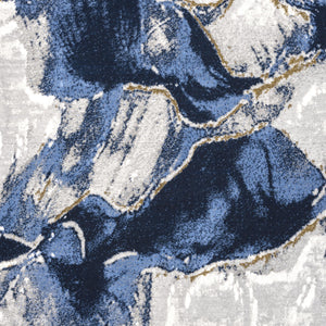 Abstract Grey Blue Area Rug – Machine Washable, Non-Shedding