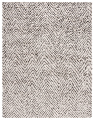 8x10 Ivory Grey Chevron Shag Area Rug – Non-Shedding, Ultra Plush Pile