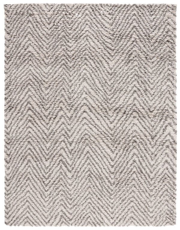 8x10 Ivory Grey Chevron Shag Area Rug – Non-Shedding, Ultra Plush Pile