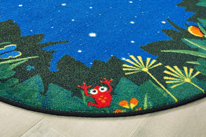 Blue Oval Kids Area Rug 6ft x 9ft — Nylon Tufted Stain-Resistant