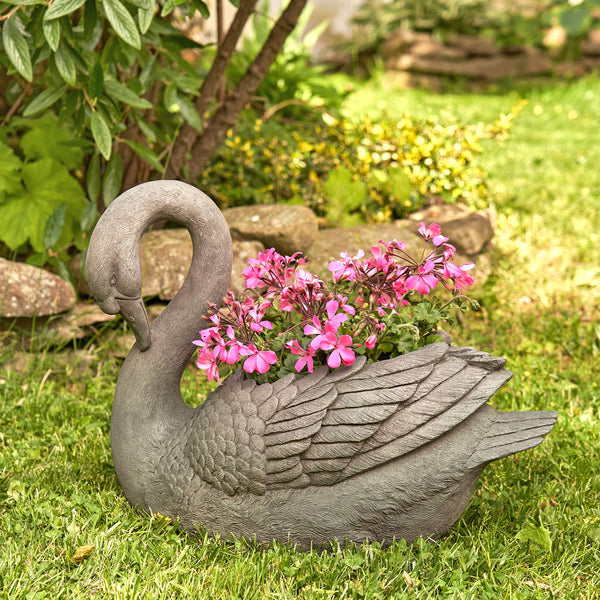 Swan Flower Planters Set of 2 — Magnesium, Indoor & Outdoor