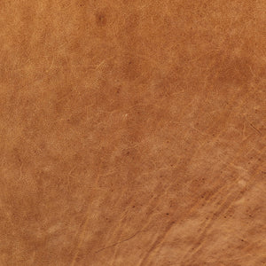 Large Square Tufted Leather Ottoman – Cognac Tan