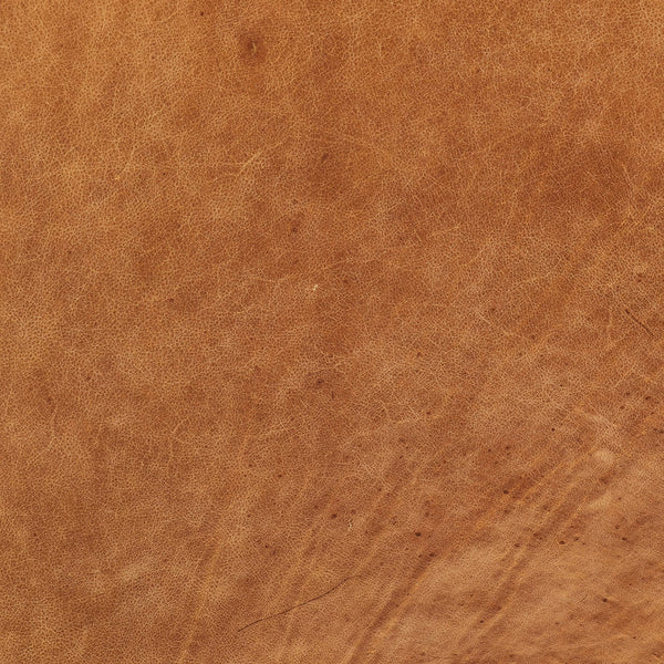 Large Square Tufted Leather Ottoman – Cognac Tan
