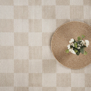 Cream Checkered Area Rug