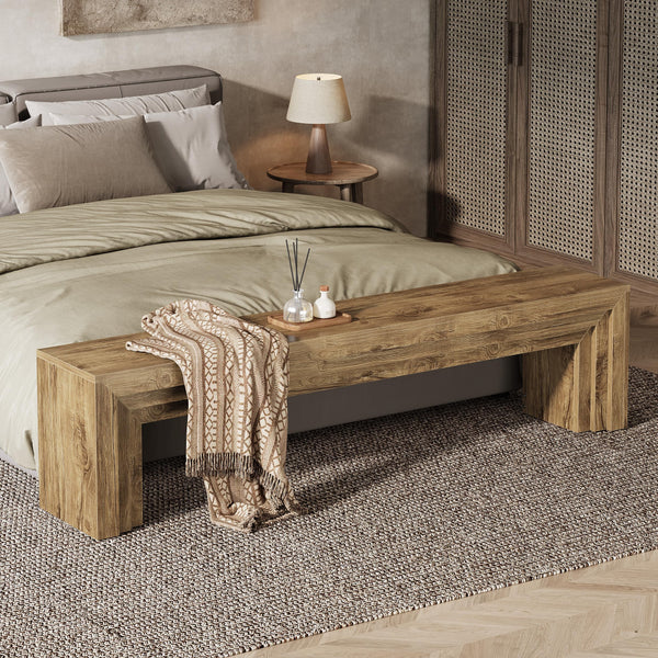 71" Extra Long Entryway Bench, Modern Farmhouse Style