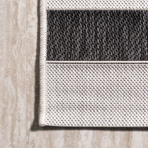 Indoor Outdoor Striped Area Rug 8x10 – Low Pile, Pet-Friendly, UV-Resistant
