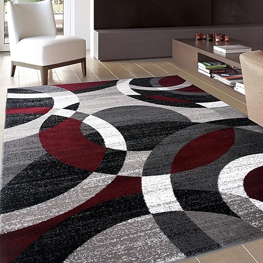 Modern Circles Area Rug 5'3" x 7'3" – Polypropylene, Multi-Color Options