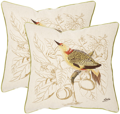 Cream Feather Throw Pillows Set of 2