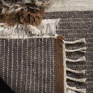 Hand-Knotted Wool Accent Rug 3' x 5' – Grey & Brown Tribal Design