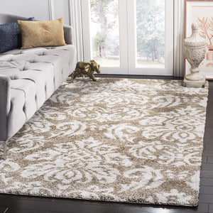 5'3" x 7'6" Shag Area Rug – Damask Design, Non-Shedding, 1.2-Inch Thick
