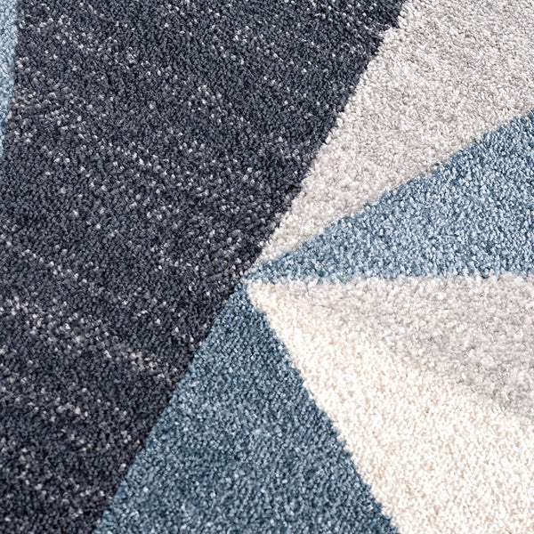 Gray & Blue Geometric Area Rug | 5' x 8' Contemporary Rectangular