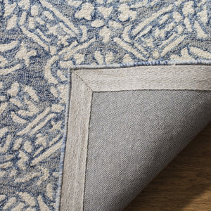 Micro-Loop Wool Area Rug – Blue & Ivory