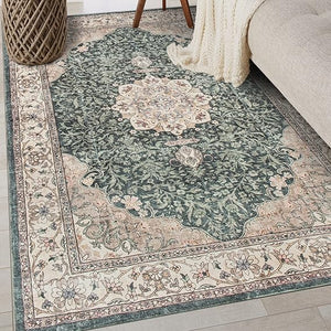 Traditional Oriental Medallion Washable Area Rug