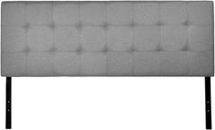 King Size Tufted Upholstered Headboard – Adjustable Height, Gray