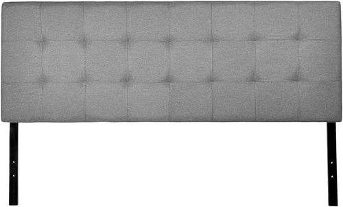 King Size Tufted Upholstered Headboard – Adjustable Height, Gray