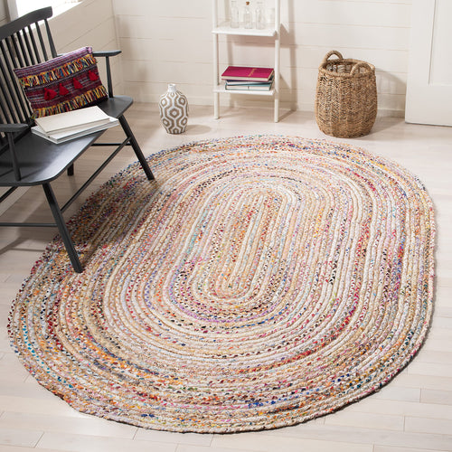 Oval Braided Jute & Cotton Area Rug – 4' x 6'