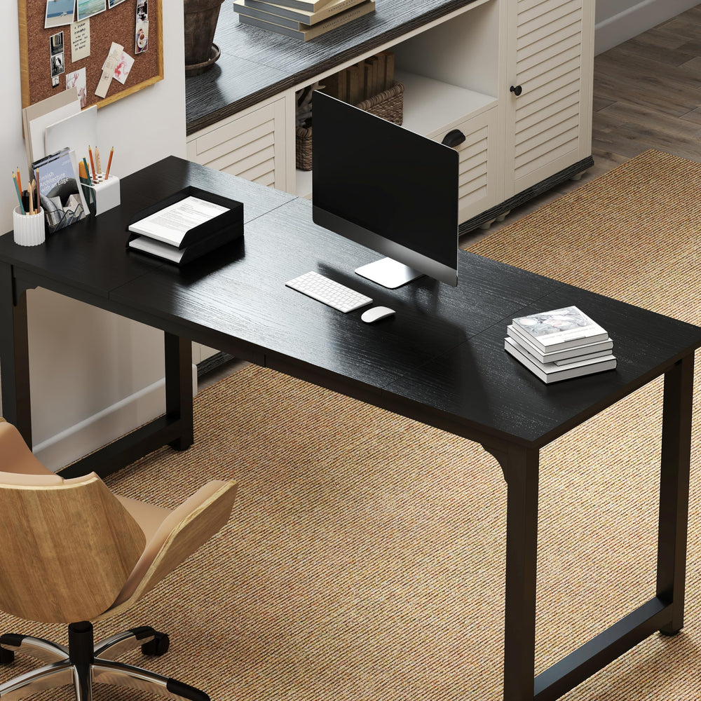 63-Inch Large Office Computer Desk with Steel Frame
