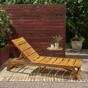 Acacia Wood Adjustable Outdoor Chaise Lounge