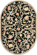 Hand-Hooked Wool Oval Area Rug – 3' x 5' | French Country, Oriental Pattern