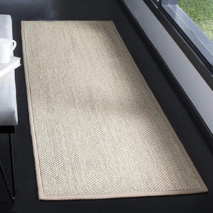 Marble Sisal Runner Rug 2'6" x 22' – Flat Woven with Fabric Border