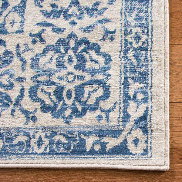 Navy & Light Grey Medallion Distressed Area Rug 9' x 12'