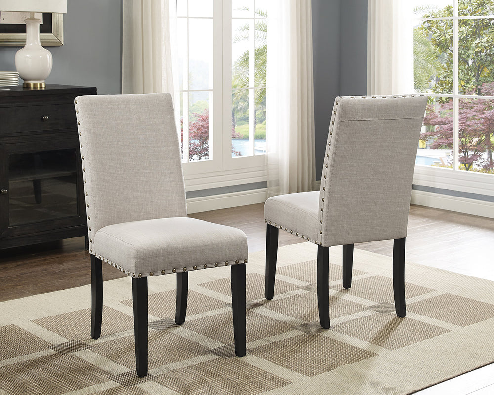 Fabric Dining Chairs with Nailhead Trim — Set of 2