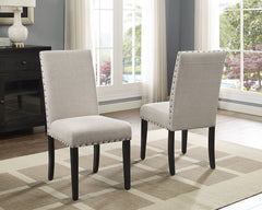 Fabric Dining Chairs with Nailhead Trim — Set of 2