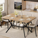 55-Inch Rectangular Dining Table with Storage Shelf and Metal Legs