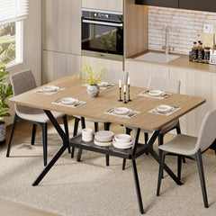 55" Industrial Dining Table with Storage Shelf | Seats 4–6