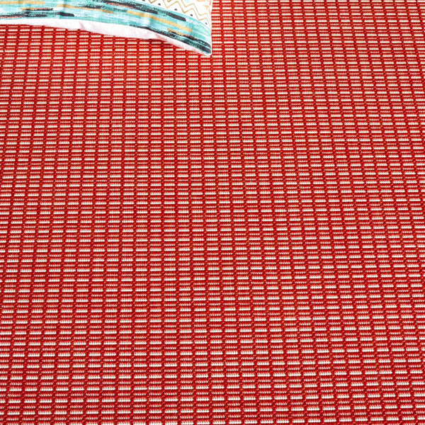 6'7" Square Indoor Outdoor Area Rug – Red & Natural