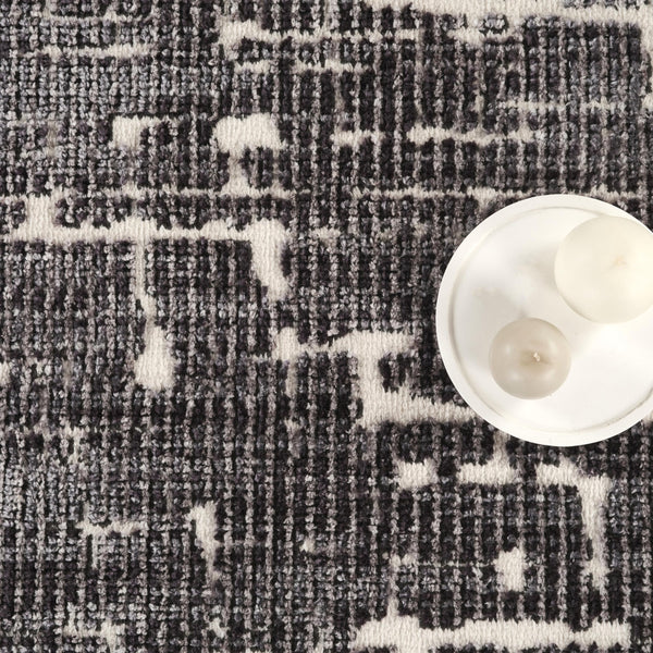 Black Abstract Striped Area Rug