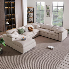 U-Shaped Modular Sectional Sofa with Ottoman – 7 Seat