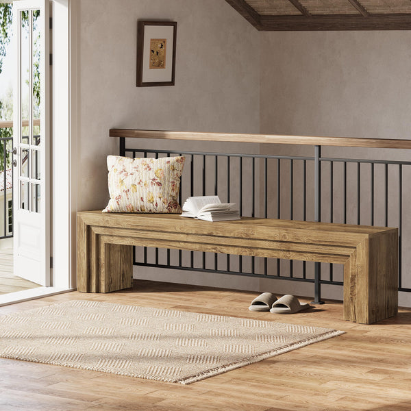 71" Extra Long Entryway Bench, Modern Farmhouse Style