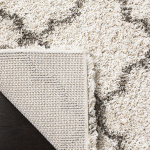 6' x 9' Moroccan Trellis Shag Area Rug – 2-Inch Thick, Non-Shedding, Ivory & Grey