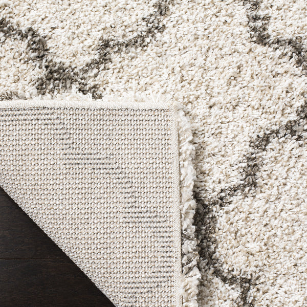 6' x 9' Moroccan Trellis Shag Area Rug – 2-Inch Thick, Non-Shedding, Ivory & Grey
