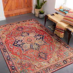 Medallion Oriental Area Rug – Red & Gold