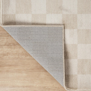 Cream Checkered Area Rug