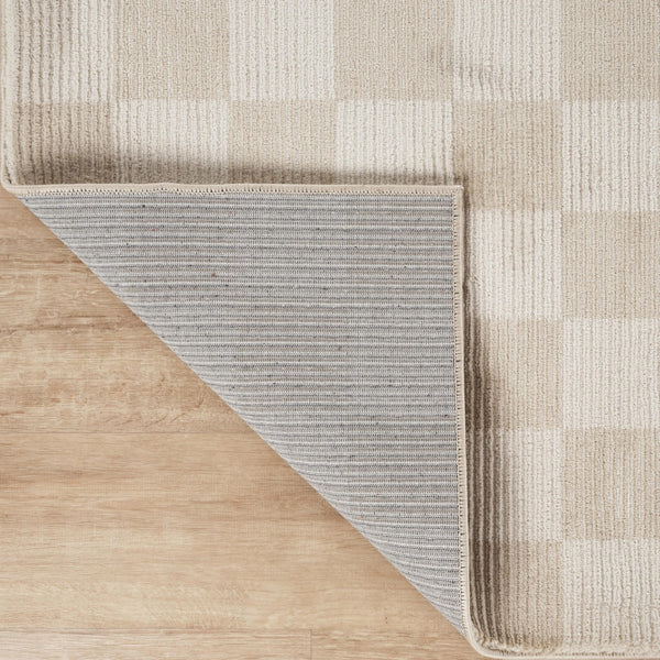 Cream Checkered Area Rug