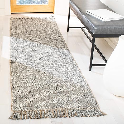 Handmade Jute & Polyester Runner Rug 2'3" x 10' – Fringe Boho Area Rug