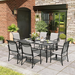 Outdoor Patio Dining Set with Textilene Chairs & Rectangular Table
