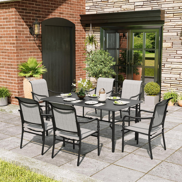 Outdoor Patio Dining Set with Textilene Chairs & Rectangular Table