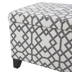 Fabric Storage Ottoman – Grey Geometric Patterned