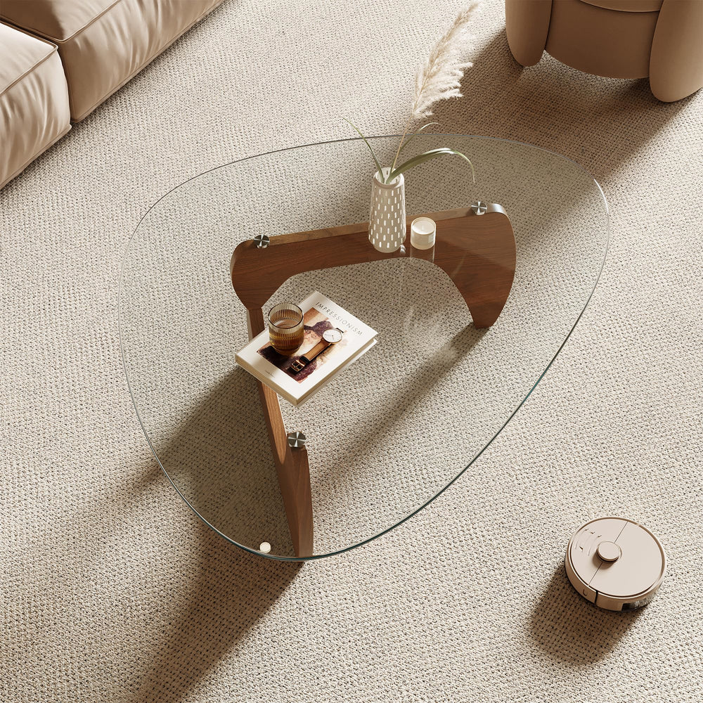 Triangle Glass Top Coffee Table