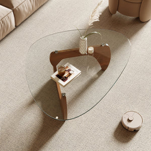 Triangle Glass Top Coffee Table