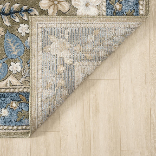 Green Vintage Floral Area Rug