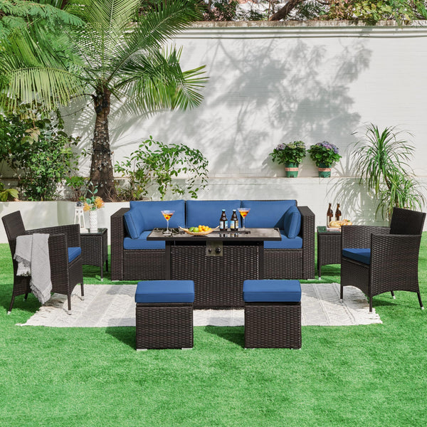 3-Seat Outdoor Wicker Sofa with Cover & Cushions