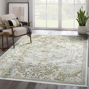 Beige & Green Vintage Area Rug