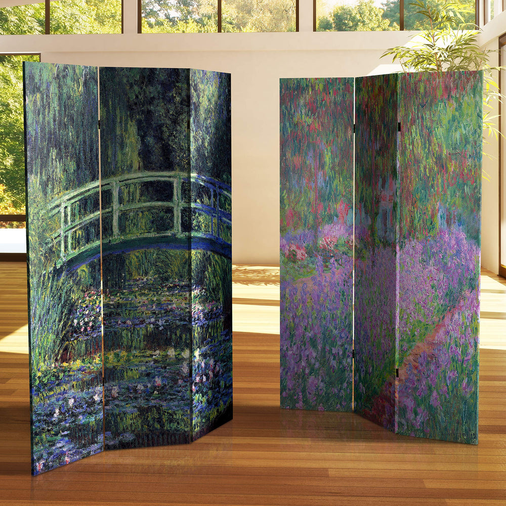 4-Panel Canvas Room Divider with Monet Art Print
