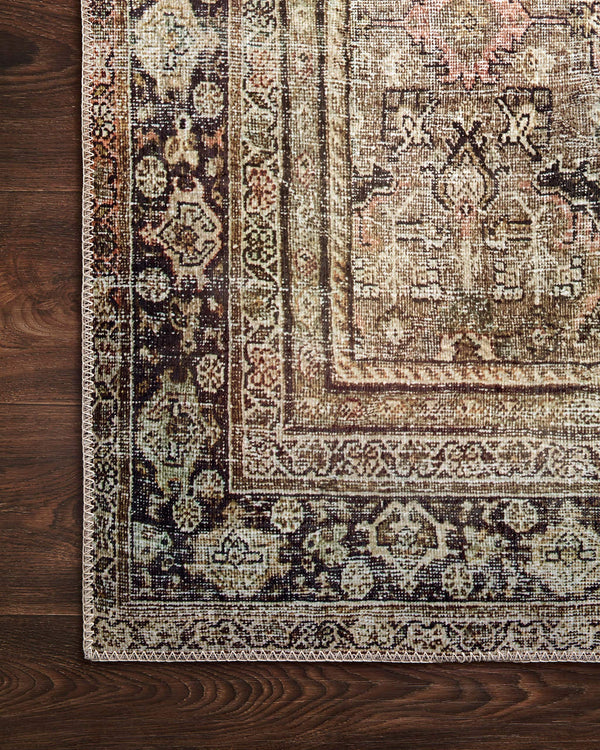 Olive Charcoal Vintage Distressed Area Rug 9'6" x 14'