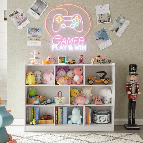 3-Tier 8-Section Bookshelf with Anti-Tilt Device